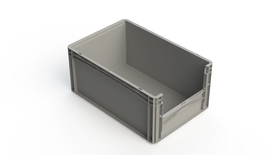 Přepravka Basicline 2763/0003 šedá, UÚ, uzavřená, otevřená kratší strana